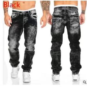 빈티지 워시 워시 스트레이트 힙합 청바지 남성 streetwear 캐주얼 데님 카고 바지 봄과 가을 지퍼 프린트 스트레치 청바지