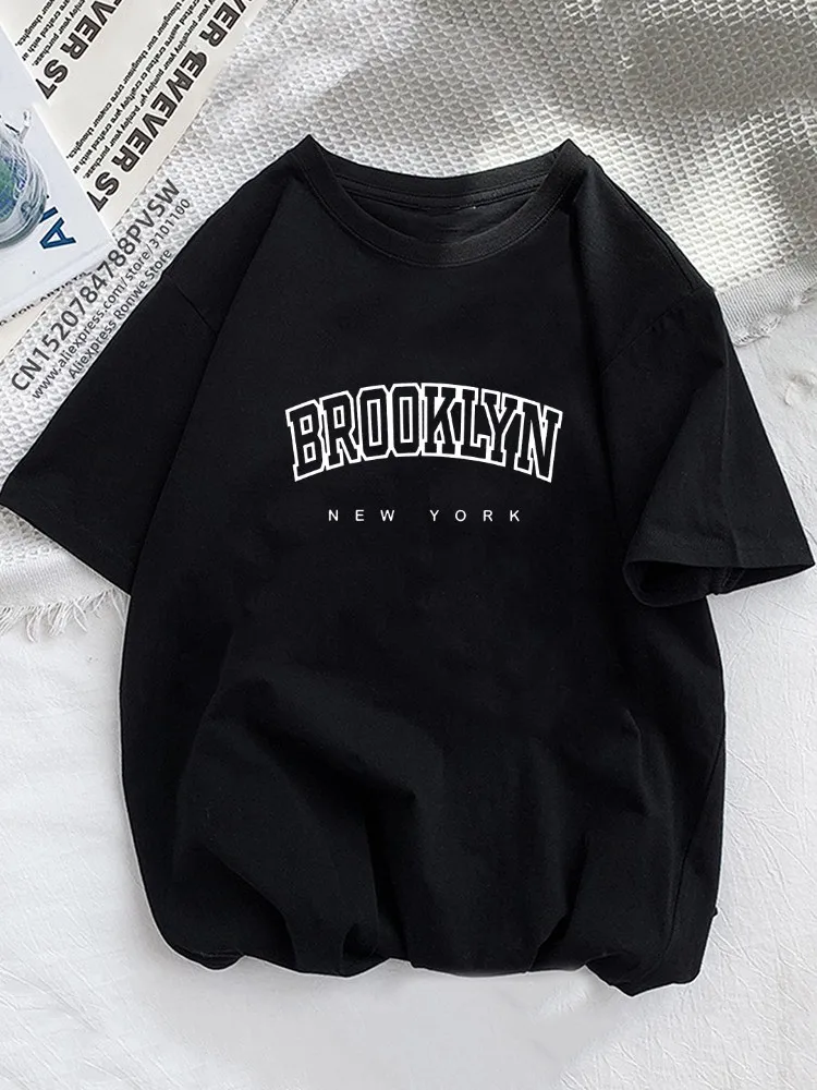 여성 브루클린 편지 인쇄 T 셔츠 소녀 그래픽 하라주쿠 2023 Streewear 의류 인과 여성 Y2K 탑 티