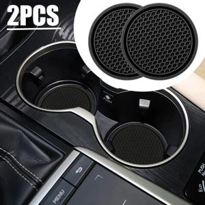 2pcs 검은 자동차 자동 컵 홀더 안티 슬립 삽입 컵 받침 패드 대부분의 컵 액세서리에 대 한 인테리어 액세서리
