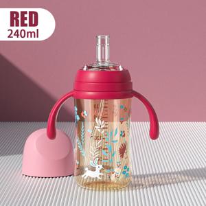 240ml 베이비시피컵, PP물컵, 내열성, 10개월 이상 유아용 중력볼 디자인, 뒤집어도 누수방지