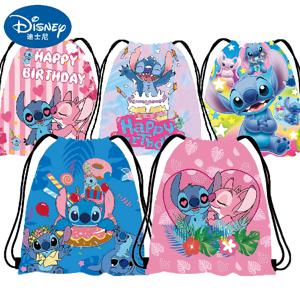 디즈니 애니메이션 스티치 부직포 Drawstring 가방 Kawaii Lilo & Stitch 생일 파티 선물 가방 어린이 어깨 보관 가방 선물
