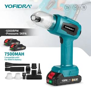 YOFIDRA 무선 전기 진공 청소기 블로우 흡입 이중 용도 휴대용 충전식 18V 배터리 용 7 개의 액세서리