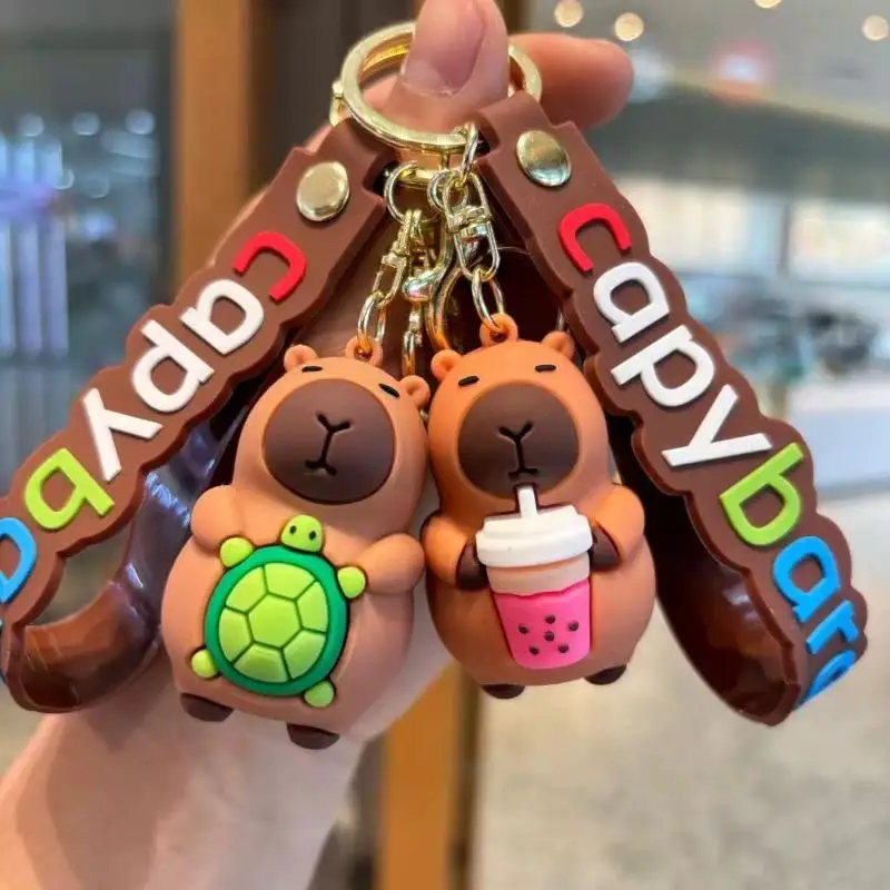 Capybara Capybara Capybara Pvc Pendant PVC 시뮬레이션 Capybara Capybara PVC 키체인 거북이 Capibara 애니메이션 키링을 가진 귀여운