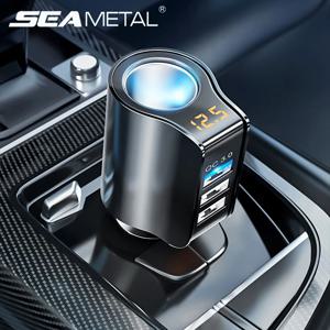 SEAMETAL 96W QC3.0 3.1A USB 차량용 충전기 3 포트 12-24V 담배 라이터 소켓 초고속 차량용 충전기 전원 어댑터 자동차 스타일링