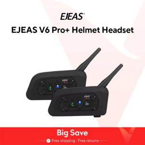 EJEAS V6 Pro + 오토바이 블루투스 헬멧 헤드셋, 인터콤 커뮤니케이터, 1200m 인터폰, 6 명의 라이더, IP65 음악 방수