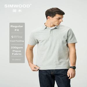 SIMWOOD 2025 여름 뉴 레귤러 피트 230gsm 쿨 필링 소로나 피케 패브릭 폴로 셔츠 남성 스마트 캐주얼 티셔츠 탑
