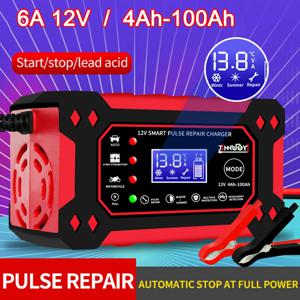 자동차 배터리 충전기 6A 12V 펄스 수리 LCD 디스플레이 자동 오토바이에 대 한 스마트 빠른 충전 AGM 딥 사이클 젤 납산 충전기