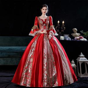 프랑스 코트 드레스 가장 무도회 패션쇼 연례 회의 호스트 스팽글 공주 의상 Vestidos De Noche Elegantes Dress Festa Luxo