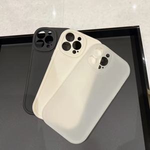 아이폰 16 / 15 Pro Max / 14 Pro Max / 13 심플 솔리드 컬러 반투명 화이트 스킨필 무광 소프트 케이스