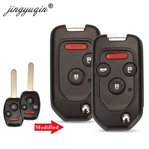 Jingyuqin 2/3/4BTN Honda Fit CRV Civic Insight Ridgeline HRV Jazz ACCORD 2003-2013 용 Filp 원격 키 쉘 Fob 케이스 수정