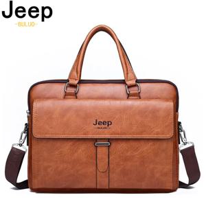 JEEP BULUO 남자 PU 가죽 어깨 패션 비즈니스 가방 핸드백 블랙 가방 남자 노트북 서류 가방 가방