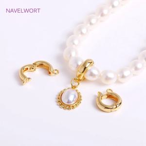 DIY 목걸이 만들기 용품에 대한 유행 18K 골드 도금 힌지 목걸이 강화제 황동 펜던트 보석 보석 재료 도매
