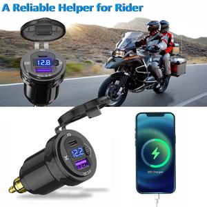 BMW R1200GS R1250GS LC F850GS F750GS 1250GS R 1200 GS Adv F 900XR F900R 용 스위치 USB TypeC 빠른 충전기가있는 듀얼 USB 충전기