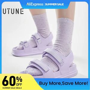 UTUNE 패션 패치 여성 샌들, 편안한 플랫폼 신발, 해변 외부 보라색 슬라이드, 두꺼운 밑창 미끄럼 방지 슬리퍼, 여름,eva 샌들,여성 단화,방수슬리퍼