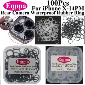 100pcs 후면 카메라 렌즈 방수 씰 링 iPhone 11 12 13 미니 X XR XS 14 15 Pro Max 방수 고무 서클 빅 홀드