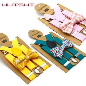 어린이용 영국 스타일 멜빵 및 활 타이 세트, 남아용 브레이스 보타이, 여아 타이란트, 인기 있는 쓰리 클립 멜빵 탄성