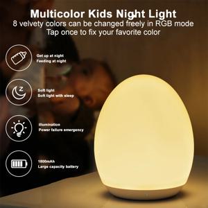 LED 계란 모양 밤 빛 RGB 팻 빛 USB 충전식 아기 먹이 잠자는 눈 보호 램프 베이비 케어 조명 아이 선물