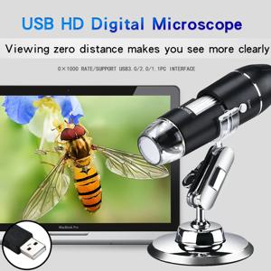 휴대용 디지털 현미경, USB 인터페이스 전자 현미경, 브래킷 포함 8 LED, 1600X, 1000X