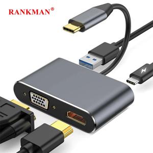 4-in-1 USB C 도킹 스테이션 TYPE-C-HDMI 어댑터 USB C 허브 USB 3.0 PC 노트북 Macbook 용 5G 고속 OTG 어댑터 분배기 4-in-1 USB C Docking Station TYPE-C to HDMI Adapter USB C HUB USB 3.0