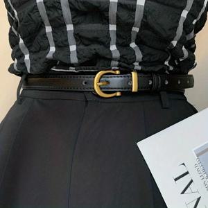 여성용 인스타그램 스타일 벨트, 한국 신상 패션, 레트로 심플 스몰 골드 버클, 실용적인 블랙 청바지, 다목적 벨트, 1 개