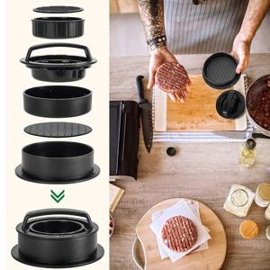 버거 프레스, 3 in 1 스틱 패티 몰드(스티드 버거, 슬라이더, 채식 쇠고기 버거, 주방 바베큐 도구 그릴링 액세서리)