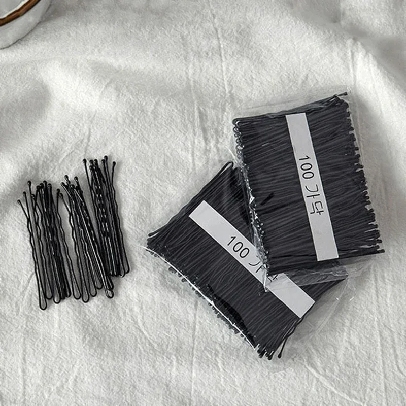 50pcs 100pcs 200 Pcs 검은 머리 클립 세트 여성을위한 바비 핀 간단한 패션 웨이브 헤어핀 사이드 헤어 그립 헤어 스타일 액세서리