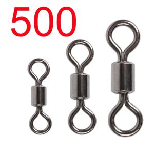 500pcs 베어링 회전 낚시 커넥터 스테인레스 스틸 잉어 낚시 액세서리 스냅 Fishhook 미끼 솔리드 링 회전 태클