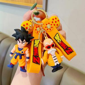 애니메이션 드래곤 볼 키 체인 패션 주얼리 손오공 베지터 피콜로 액션 피규어 8CM PVC 열쇠 고리 남성 여성 가방 펜던트