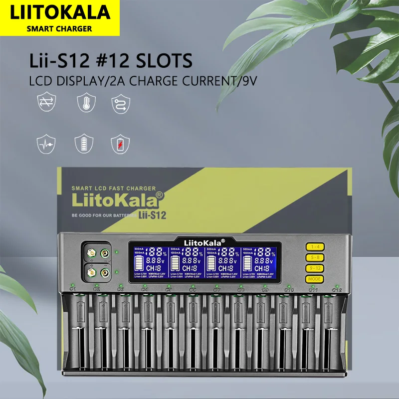 LiitoKala Lii-S12 Lii-S8 Lii-PD4 Lii-PD2 Lii-500S 3.7V 18650 18350 배터리 충전기 자동 극성 감지 26650 21700 1.2V AA AAA