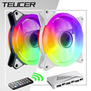 Teucer GH-12 120mm PC 컴퓨터 케이스 팬 12V/4Pin PWM 5V/3PIN 이중 링 ARGB 무제한 공간 조용한 섀시 냉각 Ventilador