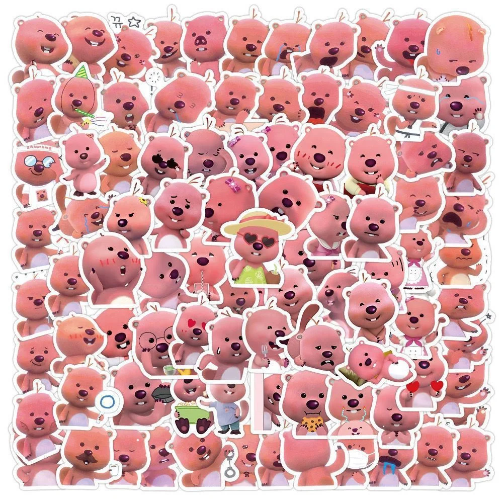 100/120PCS 한국어 만화 작은 비버 Loopy 스티커 귀여운 이모티콘 팩 스티커 노트북 워터 컵 휴대 전화 스티커