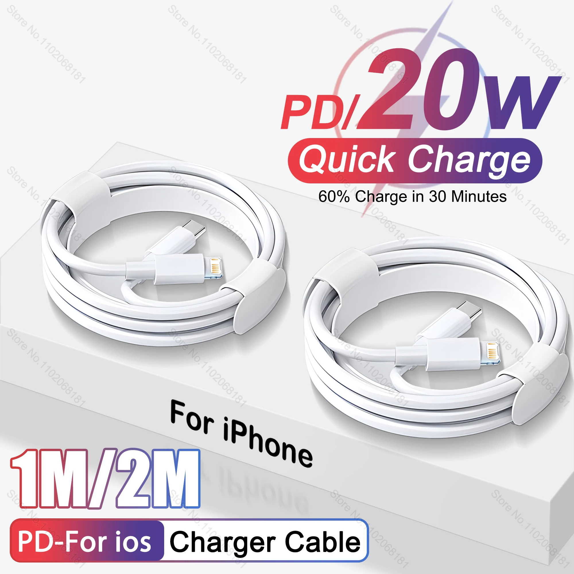 애플 아이폰용 PD 20W 고속 충전 케이블, IOS 데이터 라인용 C 타입, 14, 13, 12, 11 프로 맥스, 2M, 1M, 고속 충전 케이블 액세서리