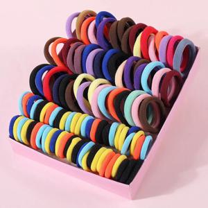 100Pcs 소녀 탄성 헤어 밴드 2.5CM 4CM 다채로운 헤어 넥타이 어린이 포니 테일 홀더 머리띠 Scrunchies 소녀 헤어 액세서리