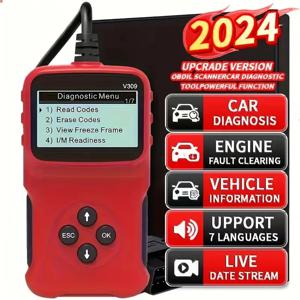 V309 OBD2 스캐너 자동차 진단 문제 해결 자 자동차 엔진 문제 코드 리더 OBD2 체크 엔진 조명