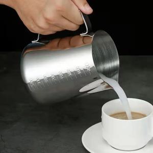 350-550ml 스테인레스 스틸 꽃 컵 두꺼운 뾰족한 입 규모 꽃 우유 거품 탱크 꽃 우유 컵 커피기구