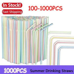 100Pcs 다채로운 구부릴 수있는 밀짚 우유 차 바 파티 Rietjes 마시는 결혼식 주방 음료 빨대에 대 한 Kunststof 밀짚을 마시는