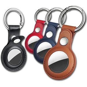 Apple Airtags 케이스 보호 커버 용 가죽 키 체인 범퍼 쉘 트래커 액세서리 Anti-scratch Air Tag Key Ring Holder
