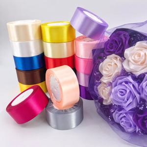 25 야드 새틴 리본 4CM, 공예, 꽃 꽃다발 선물 Wrappin 결혼식, 활 만들기에 대 한 폴리 에스터 실크 패브릭 머리 문자열 리본