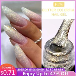 LILYCUTE 7ML 글리터 젤 매니큐어 스파클링 세미 퍼머넌트 UV 젤 컬러 풀 한 샤이닝 젤 바니시 네일 아트 UV LED 젤 끄기