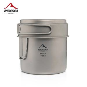 Widesea 캠핑 휴대용 머그잔 티타늄 요리 1100ML 냄비 팬 접는 핸들 하이킹 야외 초경량 식기 조리기구