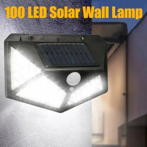 100 LED 태양광 벽 조명 야외 램프 PIR 모션 센서 정원용 햇빛 거리 전원 공급