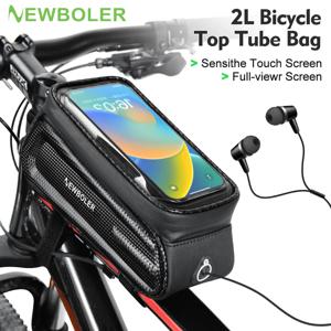 NEWBOLER 자전거 가방 사이클링 탑 프론트 튜브 프레임 가방 방수 6.5 인치 전화 케이스 보관 터치 스크린 MTB 도로 자전거 가방