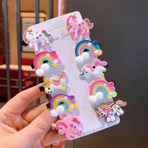 10pcs 어린이 헤어 클립 소프트 젤 10pcs 세트 소녀 헤어 클립 귀여운 BB 클립 사이드 클립 만화 헤어 카드