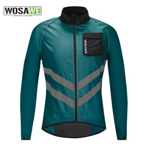 WOSAWE 방풍 사이클링 자켓 MTB 자전거 저지 야외 스포츠 사이클링 윈드 브레이커 방수 반사 자전거 의류 네이비 블루