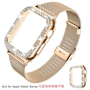 Silm 스트랩 + 케이스 Apple Watch 밴드 40mm 41mm 44mm 45mm 38mm 42mm Correa Meatl 밀라노 팔찌 IWatch 시리즈 3 4 5 6 SE 7 8