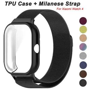 Xiaomi Redmi Watch 4 밴드 용 금속 스트랩 TPU 케이스 화면 보호기 소프트 필름 Milanese 마그네틱 루프 시계 밴드 팔찌