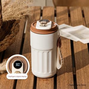 450ML 스마트 여행 커피 머그잔 디스플레이 Led 온도 보온병 머그잔 스테인레스 스틸 절연 보온병 병 휴대용 진공 플라스크
