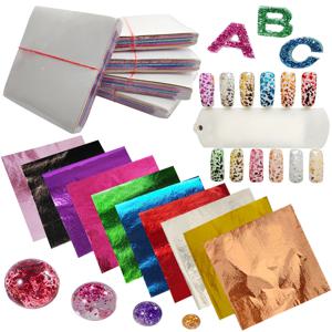 공급 100 시트/가방 다채로운 금박 잎 세트 10 색 10 시트/네일 아트 장식 전화 케이스 에폭시 수지 DIY 색상