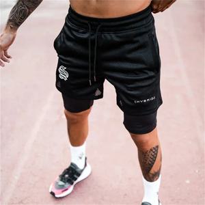 2025 여름 메쉬 스포츠 반바지 남자 더블 데크 조깅 러닝 반바지 남자 2 IN 1 Mens GYM 반바지 피트니스 운동 짧은 바지 남자