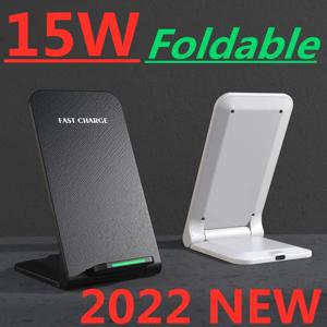 15W 접이식 무선 충전기 스탠드 패드 iPhone 14 13 12 11 XS XR 8 Samsung S21 S20 S8 Huawei Qucik 충전기 용 고속 충전